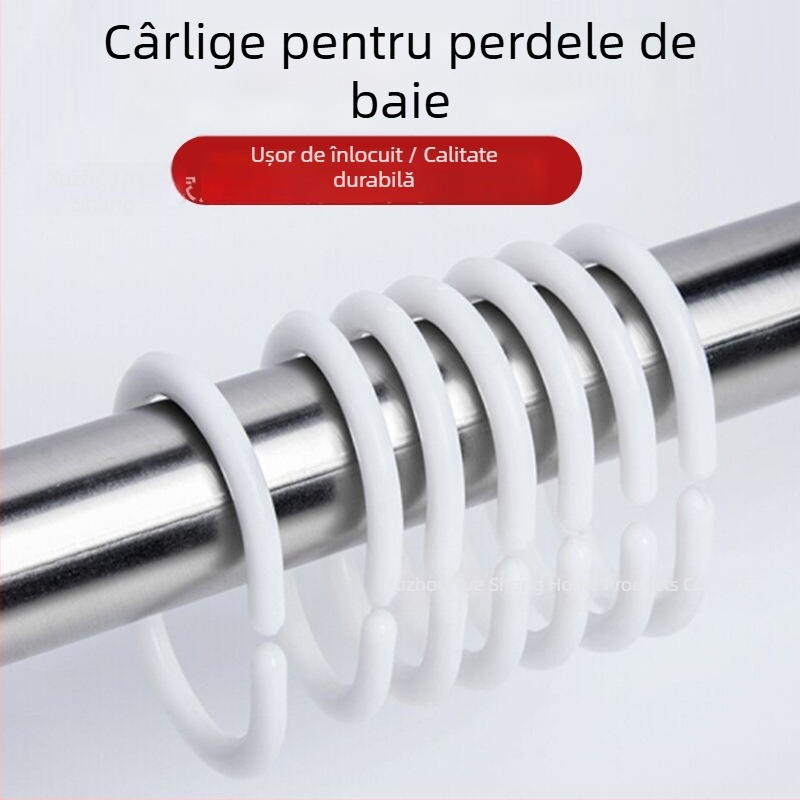 Cuier pentru perdea fără găuri, inele cu bilă pentru perdele de duș, inel deschis în formă de C pentru perdele, accesorii pentru perdele
