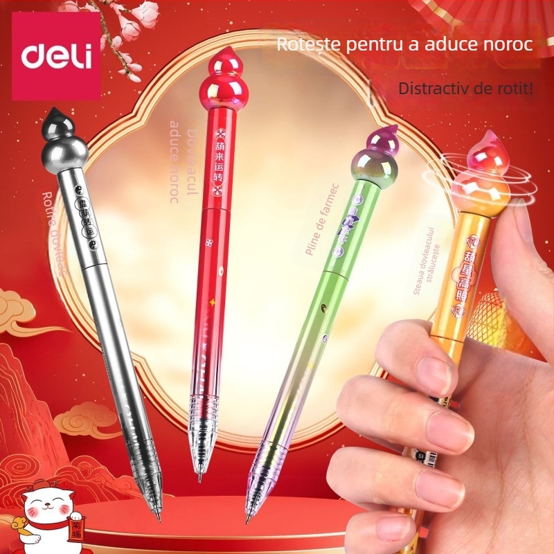 Deli SA708 pix rotativ în formă de dovleac pentru elevi gimnaziu — pix creativ pentru exerciții