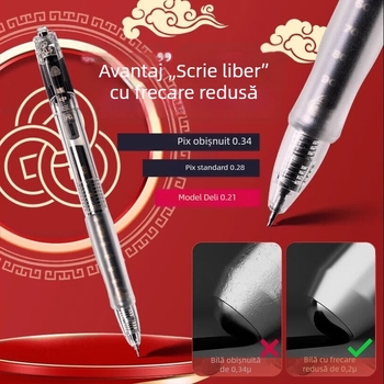 Deli stilou gel pentru examene, negru, uscare rapidă, scriere lină, vârf ST, pentru examenul de admitere la liceu și facultate