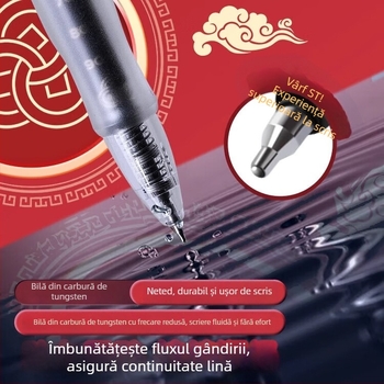 Deli stilou gel pentru examene, negru, uscare rapidă, scriere lină, vârf ST, pentru examenul de admitere la liceu și facultate