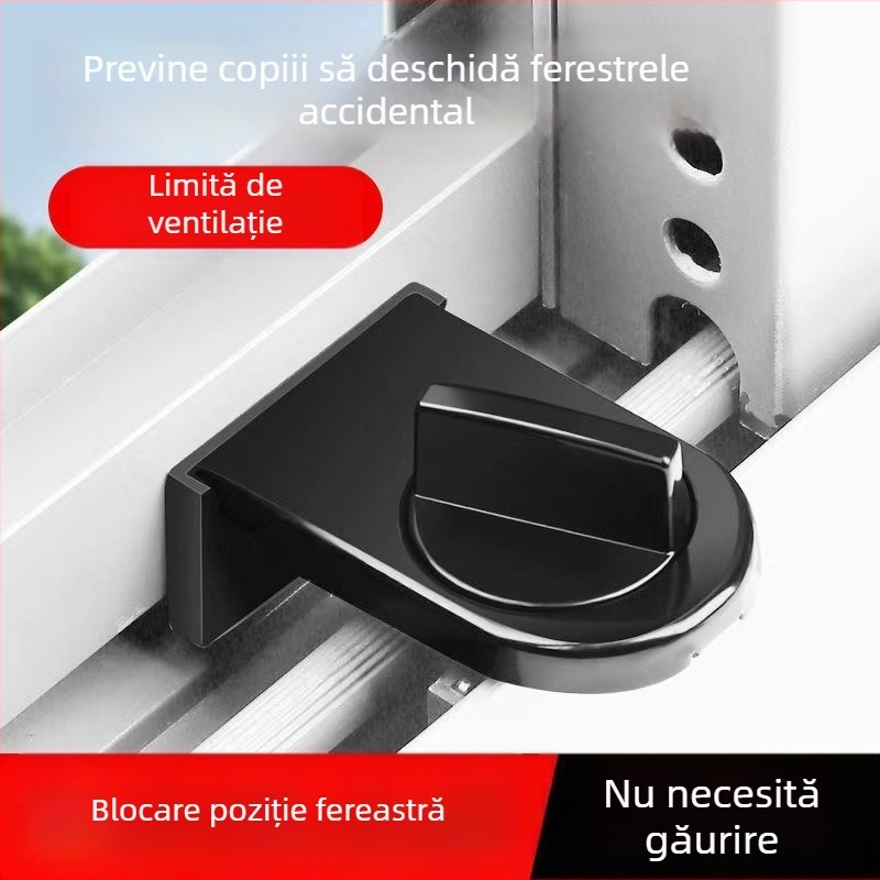 Încuietoare de limitare a ferestrei, fără găuri, pentru ferestre glisante, siguranță pentru copii, antifurt