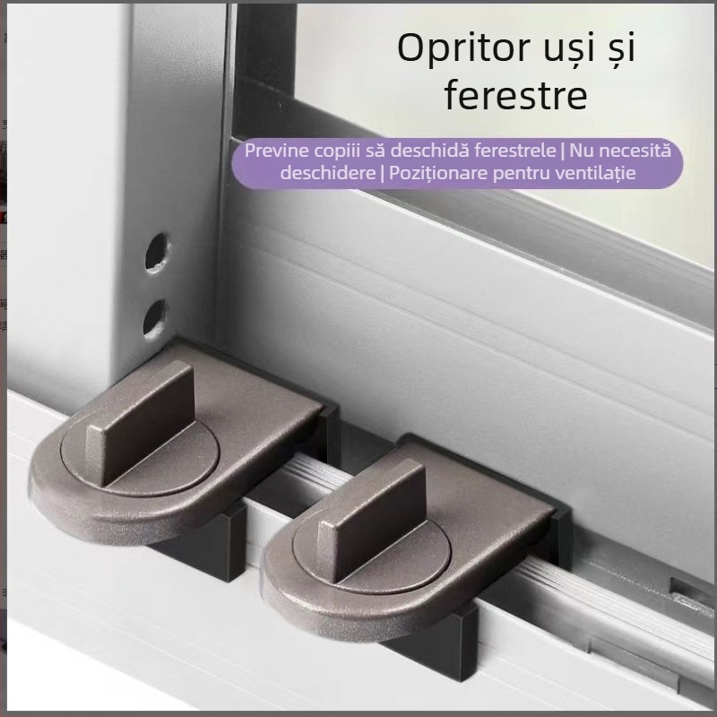 Încuietoare de limitare a ferestrei, fără găuri, pentru ferestre glisante, siguranță pentru copii, antifurt