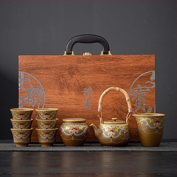 Set de ceai din ceramică emailată, stil japonez retro, Gongfu