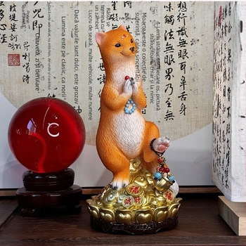 Figrură Weasel pentru altarul templului și locul casei, ornament de birou de 9 inci