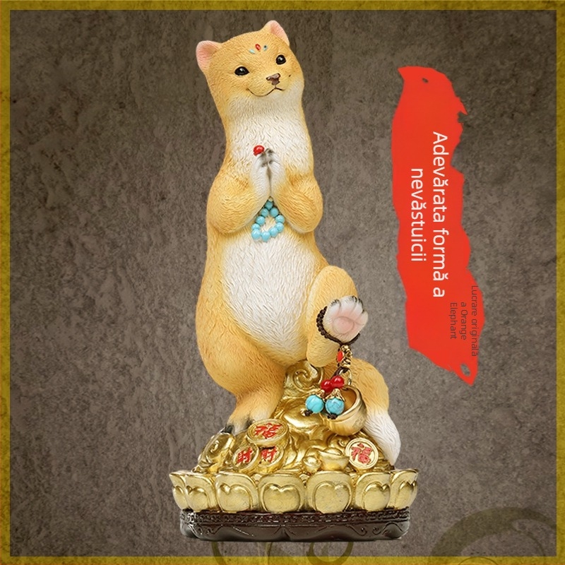 Figrură Weasel pentru altarul templului și locul casei, ornament de birou de 9 inci