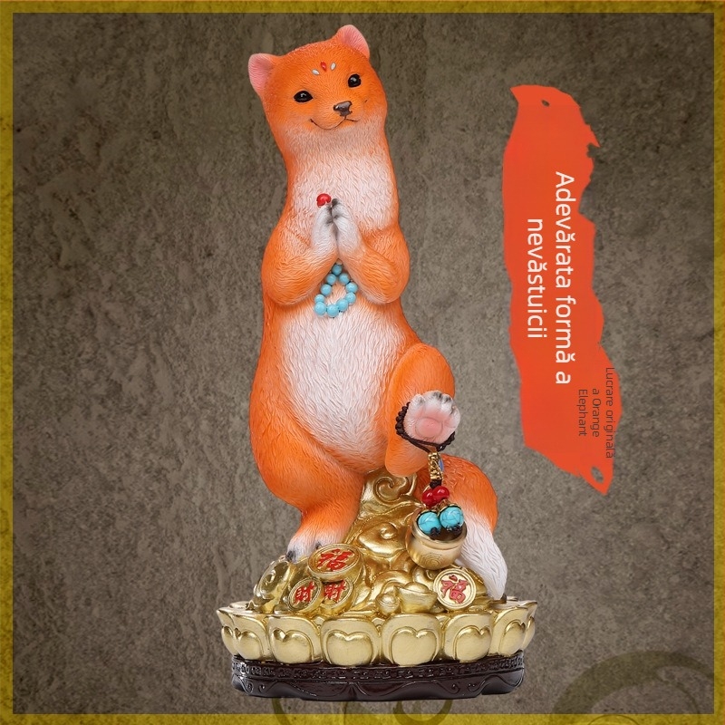 Figrură Weasel pentru altarul templului și locul casei, ornament de birou de 9 inci