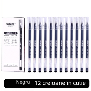 Set de 12 pixuri cu bila, capacitate mare, 0,5 mm, negru/roșu/albastru, pentru examene și birou