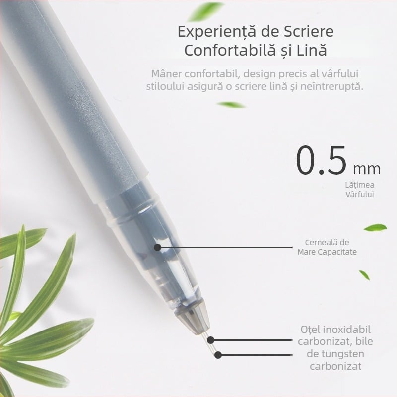 Set de 12 pixuri cu bila, capacitate mare, 0,5 mm, negru/roșu/albastru, pentru examene și birou