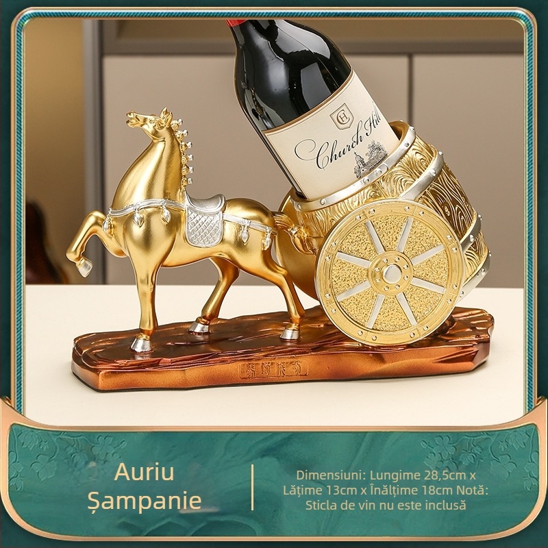 Decorațiune din rășină pentru suportul de vin – elegantă, cu poziționare înclinată, decor pentru living, motiv cal