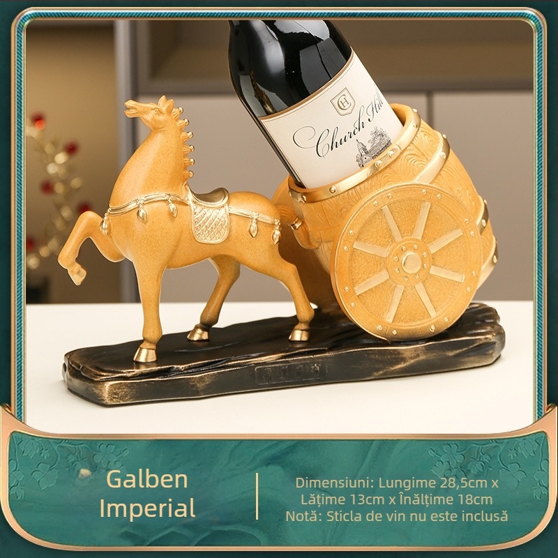 Decorațiune din rășină pentru suportul de vin – elegantă, cu poziționare înclinată, decor pentru living, motiv cal
