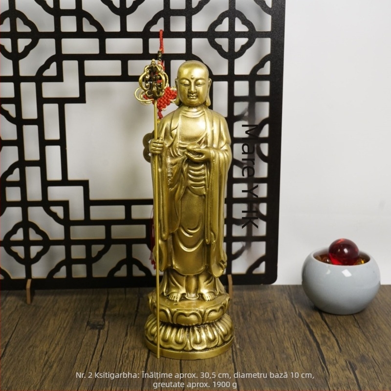 Statuie Ksitigarbha Buddha în stil antic, ornament decorativ din cupru pentru casă, inspirat de Muntele Jiuhua
