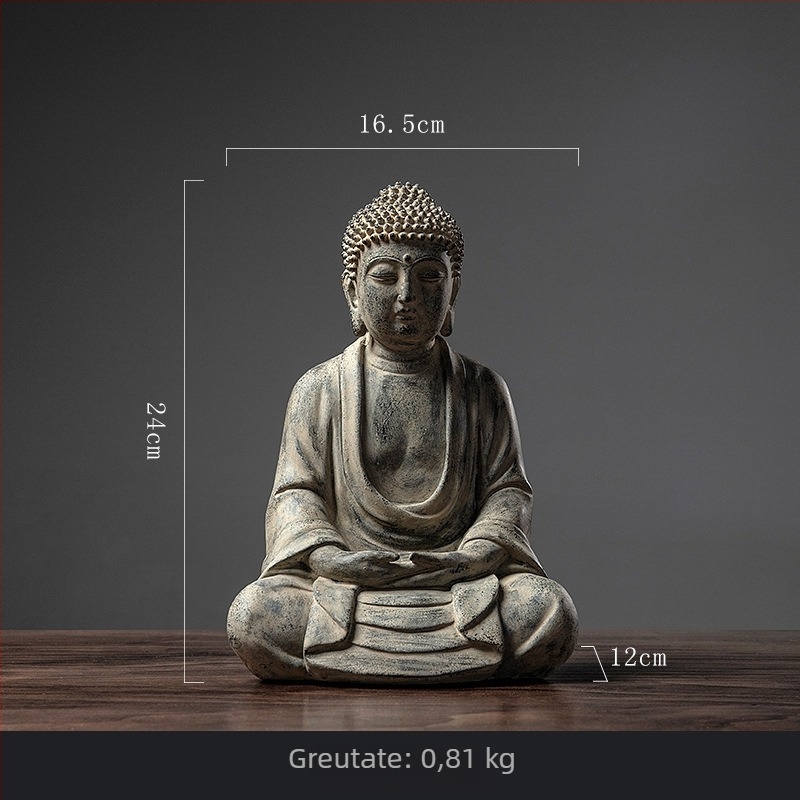 Statuetă Buddha în stil zen chinezesc – decor din rășină pentru casă, sufragerie, antreu și birou