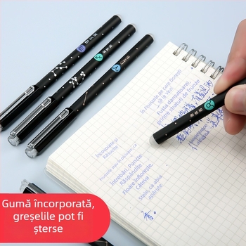 Pix gel, negru și albastru, 0,5 mm, corp metalic, pix de semnătură pentru elevi