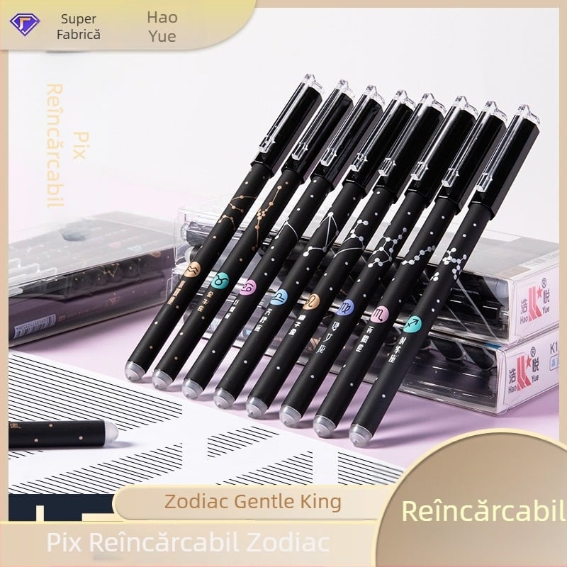 Pix gel, negru și albastru, 0,5 mm, corp metalic, pix de semnătură pentru elevi