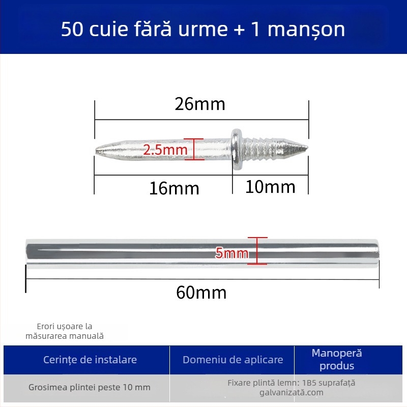 Cardland Cuie invizibile 008 pentru plinte – oțel laminat la rece, galvanizat, pentru garderobă, stil modern minimalist