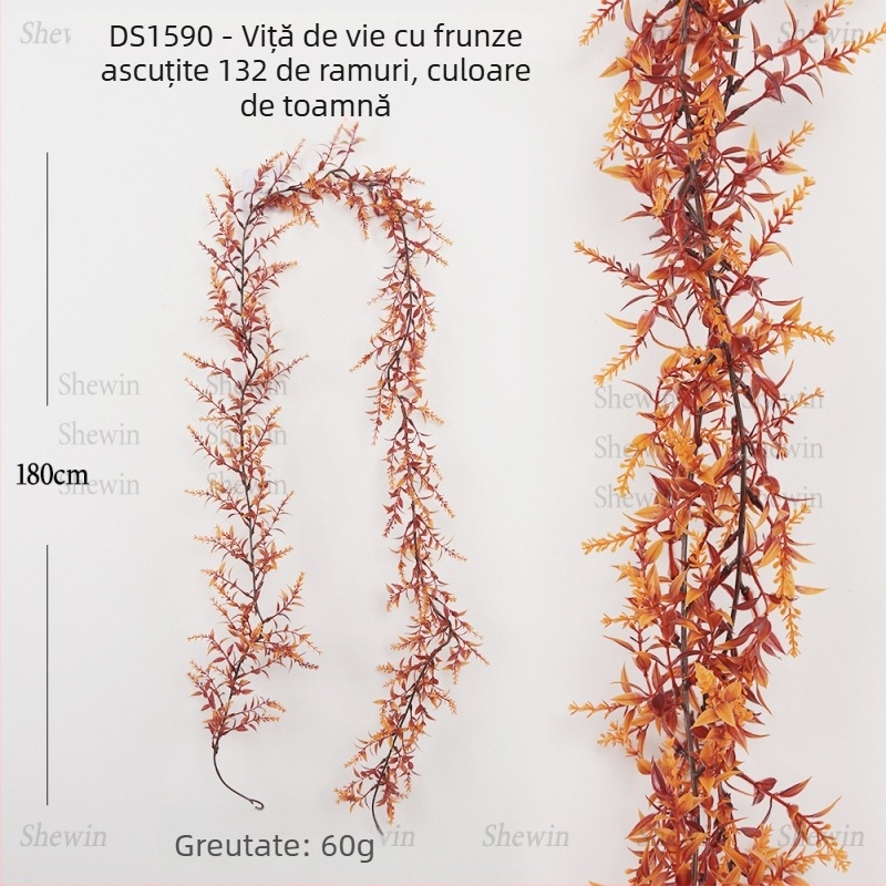 Plante verzi artificiale cu viță de grâu pentru decor interior — Viță de ratan decorativ pentru Halloween și toamnă
