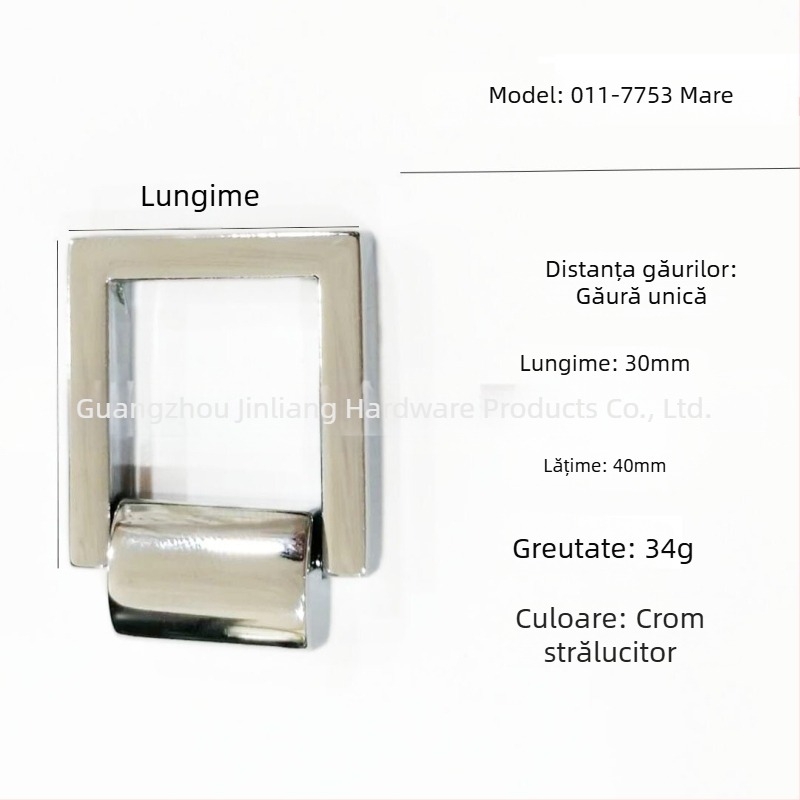 Mâner auriu din aliaj de zinc pentru sertar și garderobă, în formă H, cu o singură gaură, design modern minimalist