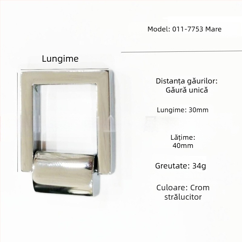 Mâner auriu din aliaj de zinc pentru sertar și garderobă, în formă H, cu o singură gaură, design modern minimalist