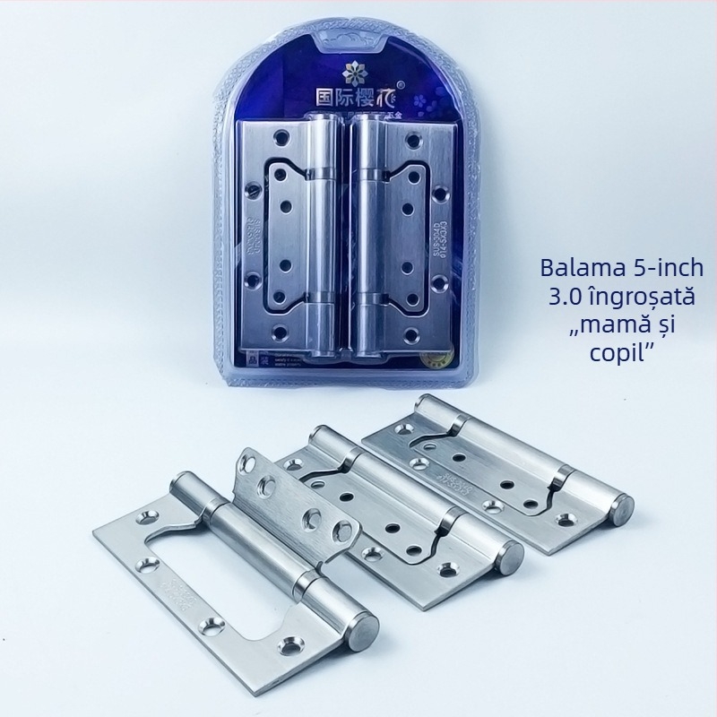  Balama din oțel inoxidabil, 5 inch, fără caneluri, pentru uși din lemn de dormitor, rulment silențios, fluture pliabil