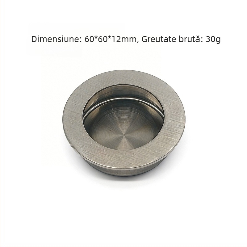 Mâner rotund din oțel inoxidabil, ascuns pentru dulapuri și uși, montaj încastrat, design minimalist modern