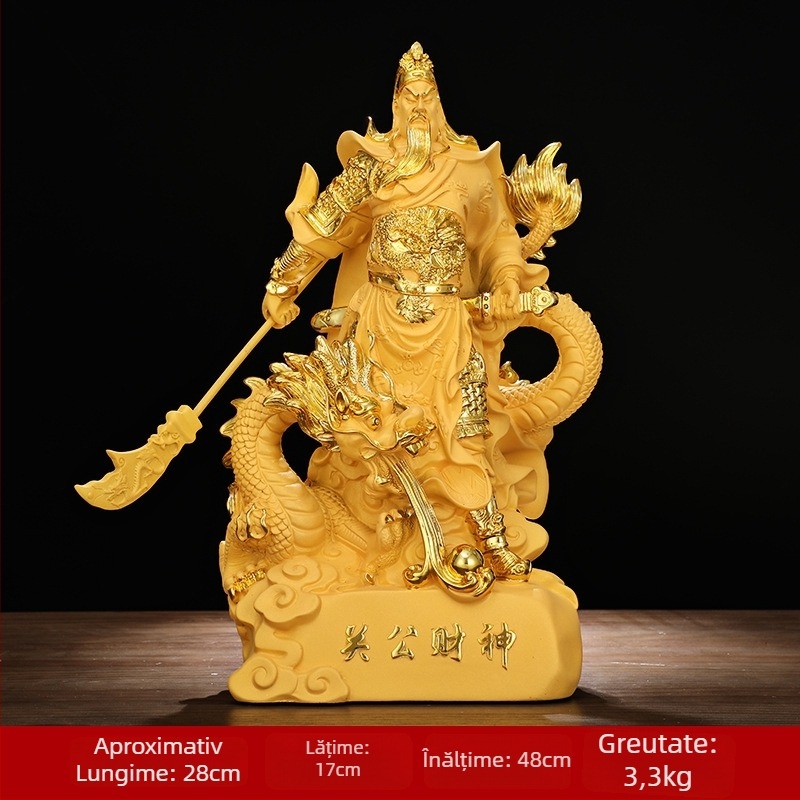 Statuia Guan Gong pentru bogăție și protecție, pentru casă și magazin, Figurina Guan Yu din rășină, decor în stil chinezesc, cadou pentru inaugurare sau mutare