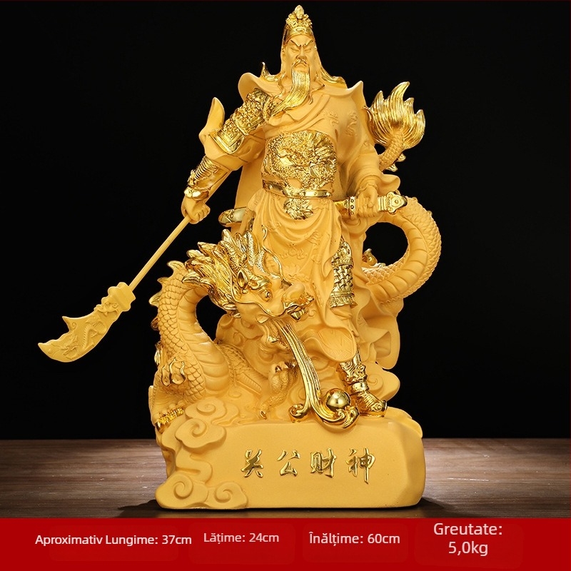 Statuia Guan Gong pentru bogăție și protecție, pentru casă și magazin, Figurina Guan Yu din rășină, decor în stil chinezesc, cadou pentru inaugurare sau mutare