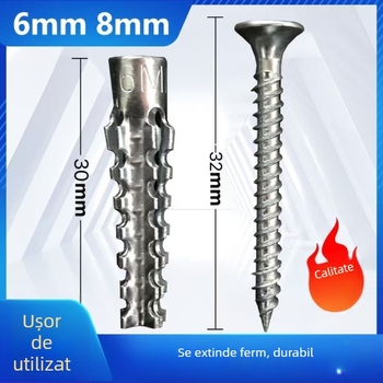 Set țevi de expansiune și șuruburi, aliaj de zinc, întărit, pentru zidărie 6/8 mm