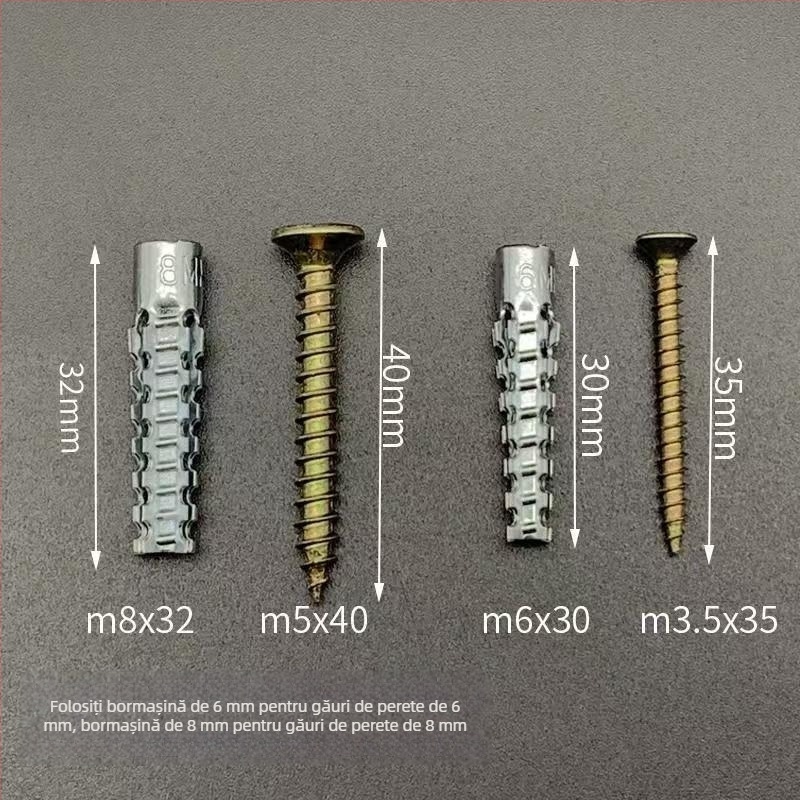 Set țevi de expansiune și șuruburi, aliaj de zinc, întărit, pentru zidărie 6/8 mm