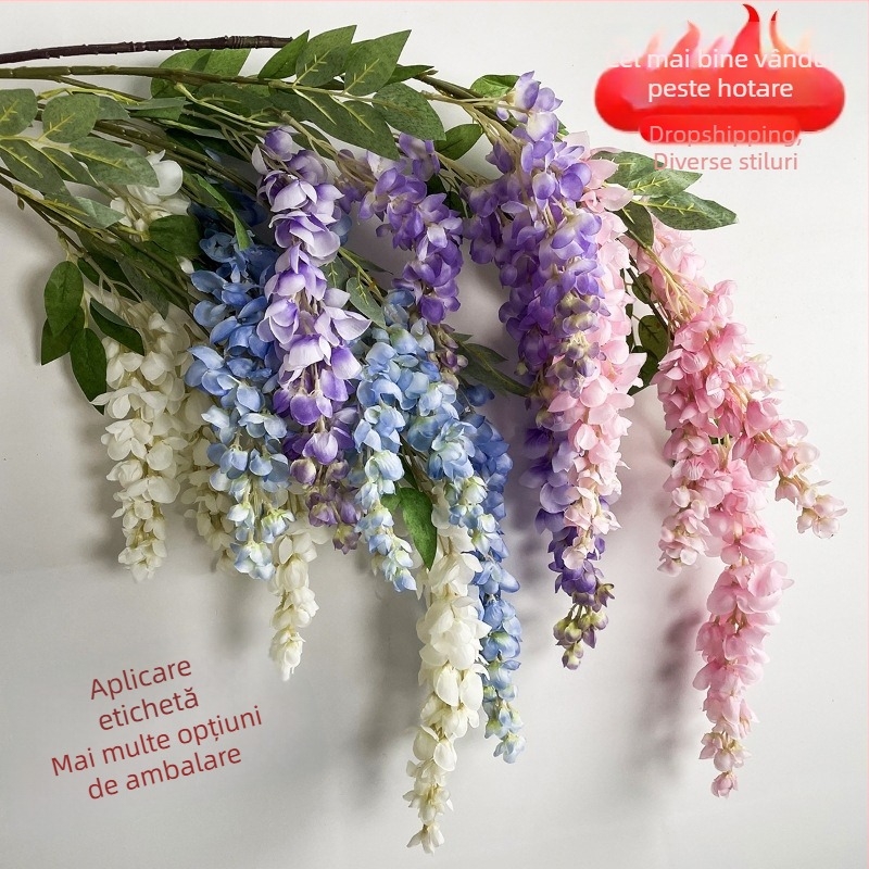 Viță artificială Wisteria gigantă, ramuri lungi, liană de mătase atârnată pentru fotografie și decor de nuntă