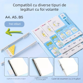 Deli hârtie de umplere imprimabilă pentru carnet DIY, cu 26 de găuri, universală, pentru protecția ochilor, format A4/A5/B5