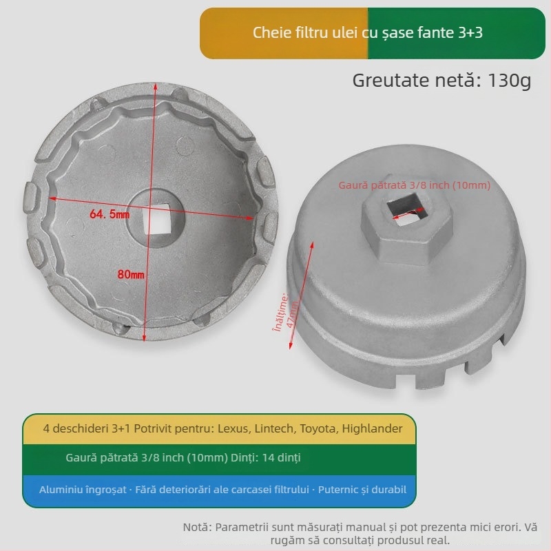 Unealtă pentru filtru de ulei pentru Highlander, Lexus și Toyota – filtre cu capac deschis