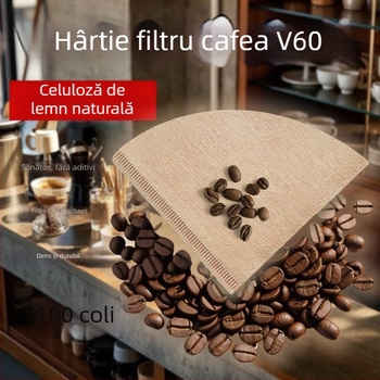 Filtru de cafea V60 pentru pour-over, de unică folosință, filtru conic pentru aparat de cafea cu picurare