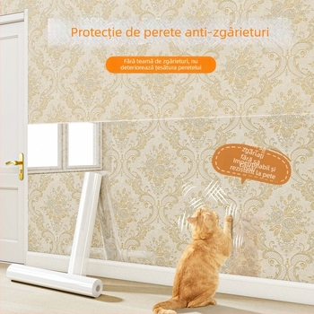 Folie protectoare transparentă autoadezivă pentru perete, cu protecție împotriva zgârieturilor de pisici pentru pereți vopsiți cu latex; impermeabilă și rezistentă la murdărie.