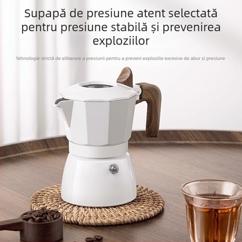 Cafetieră moka cu două ventile pentru espresso, exterior ceramic