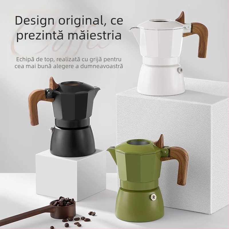 Cafetieră moka cu două ventile pentru espresso, exterior ceramic