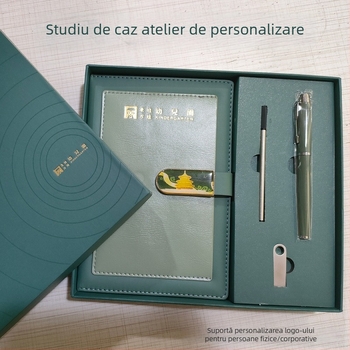 Cutie cadou de suvenir, set de notebook de afaceri, semn de carte și USB flash drive — cadou personalizabil pentru clienți și profesori