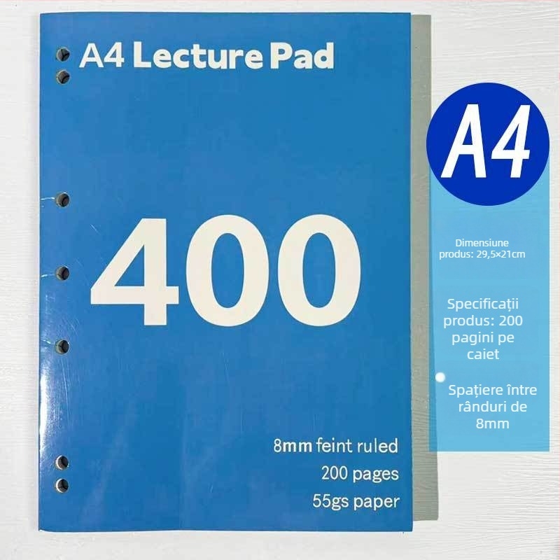 Caiet A4 cu linii, extra gros, cu coloane multiple, pentru studenți și pregătire la examene
