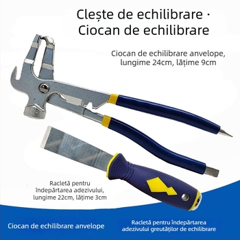 Clește pentru echilibrare pneuri cu instrument de echilibrare dinamică și pentru îndepărtarea greutăților