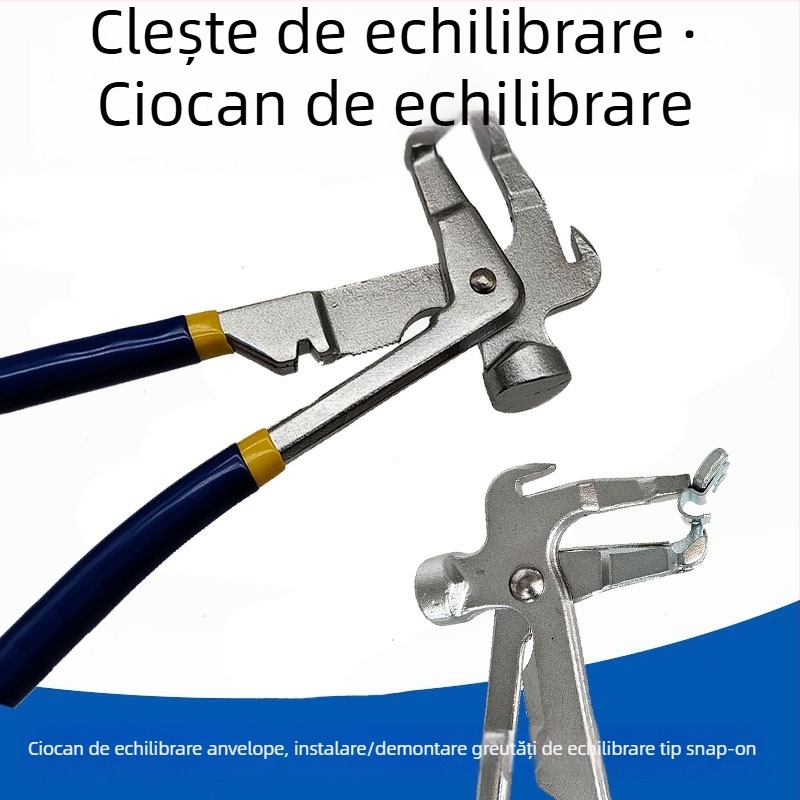 Clește pentru echilibrare pneuri cu instrument de echilibrare dinamică și pentru îndepărtarea greutăților