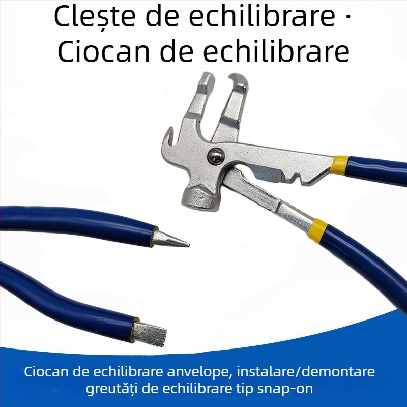 Clește pentru echilibrare pneuri cu instrument de echilibrare dinamică și pentru îndepărtarea greutăților