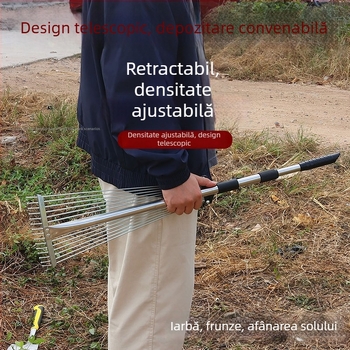 Grebă telescopică din oțel – unealtă agricolă multifuncțională pentru frunze, iarbă și curățarea gazonului, extensibilă
