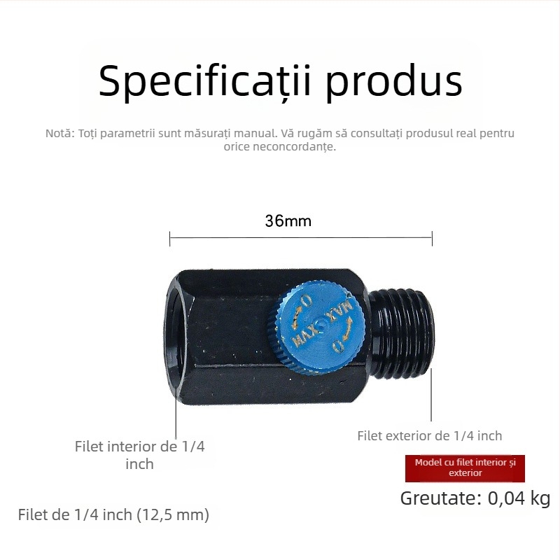 Regulator pneumatic de viteză, conector pentru bormașină/grinder cu aer, control al fluxului de aer, supapă de aer