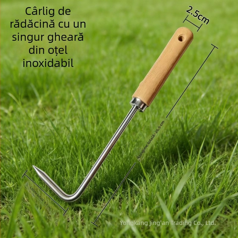 Greblă mică din oțel inoxidabil cu doi dinți pentru afânarea solului – unealtă manuală pentru grădinărit în aer liber și ghivece