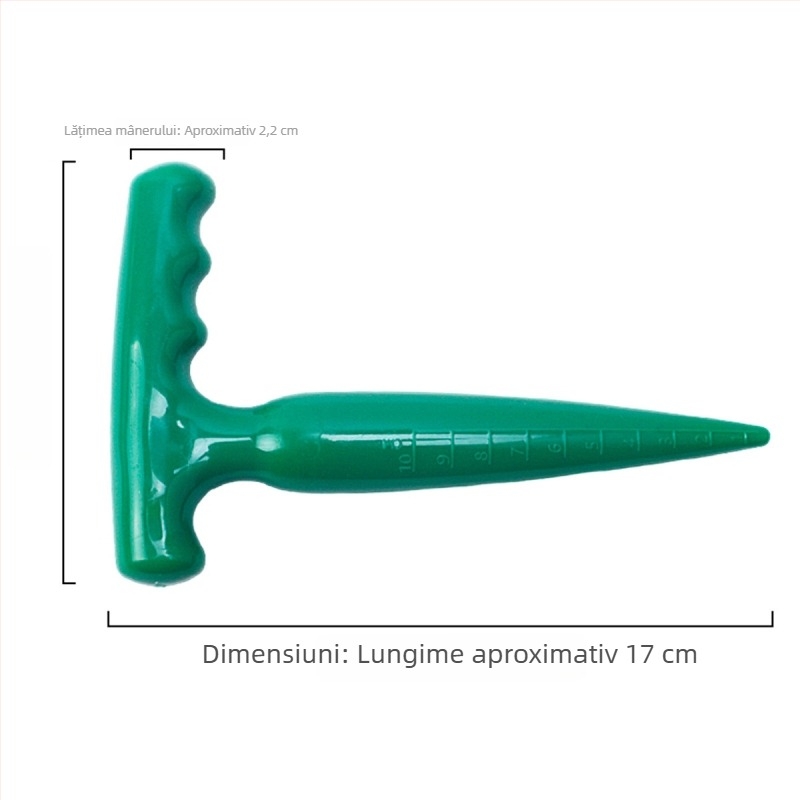 Instrument plastic pentru grădină, cu mâner lung, pentru săparea găurilor de plantare