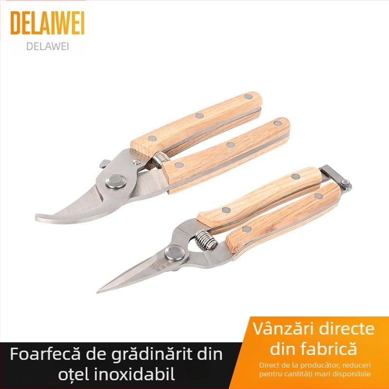 Foarfece de tăiat din oțel inoxidabil cu mâner drept, pentru tăierea ramurilor și a trandafirilor, unelte de grădină