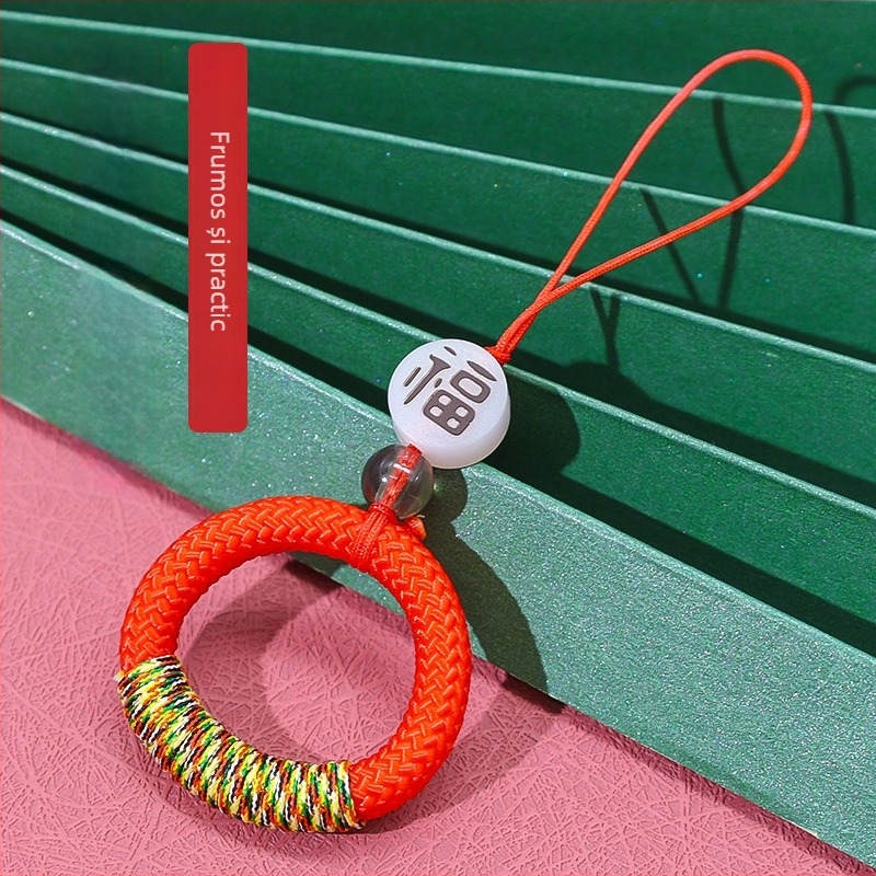 Lanyard din nylon cu nod norocos, șnur pentru telefon, cablu USB și pandantiv cu nod chinezesc și mărgele de cristal