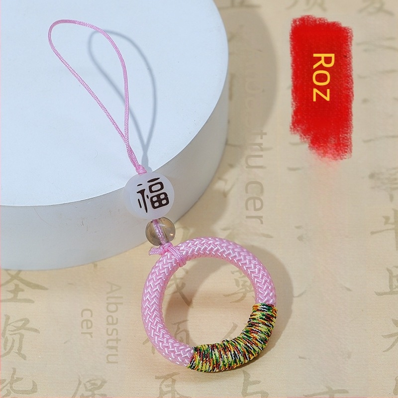 Lanyard din nylon cu nod norocos, șnur pentru telefon, cablu USB și pandantiv cu nod chinezesc și mărgele de cristal
