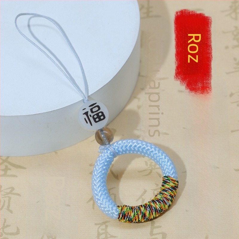 Lanyard din nylon cu nod norocos, șnur pentru telefon, cablu USB și pandantiv cu nod chinezesc și mărgele de cristal