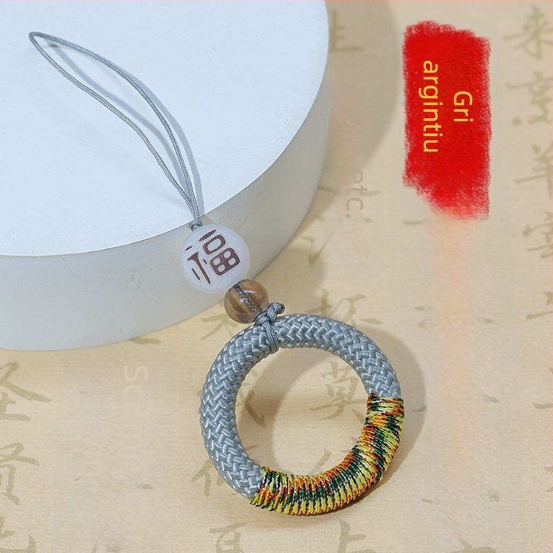 Lanyard din nylon cu nod norocos, șnur pentru telefon, cablu USB și pandantiv cu nod chinezesc și mărgele de cristal