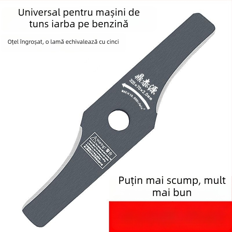 Lama de gazon pe benzină, lamă groasă, curbată, oțel mangan înalt, rezistentă la pietre